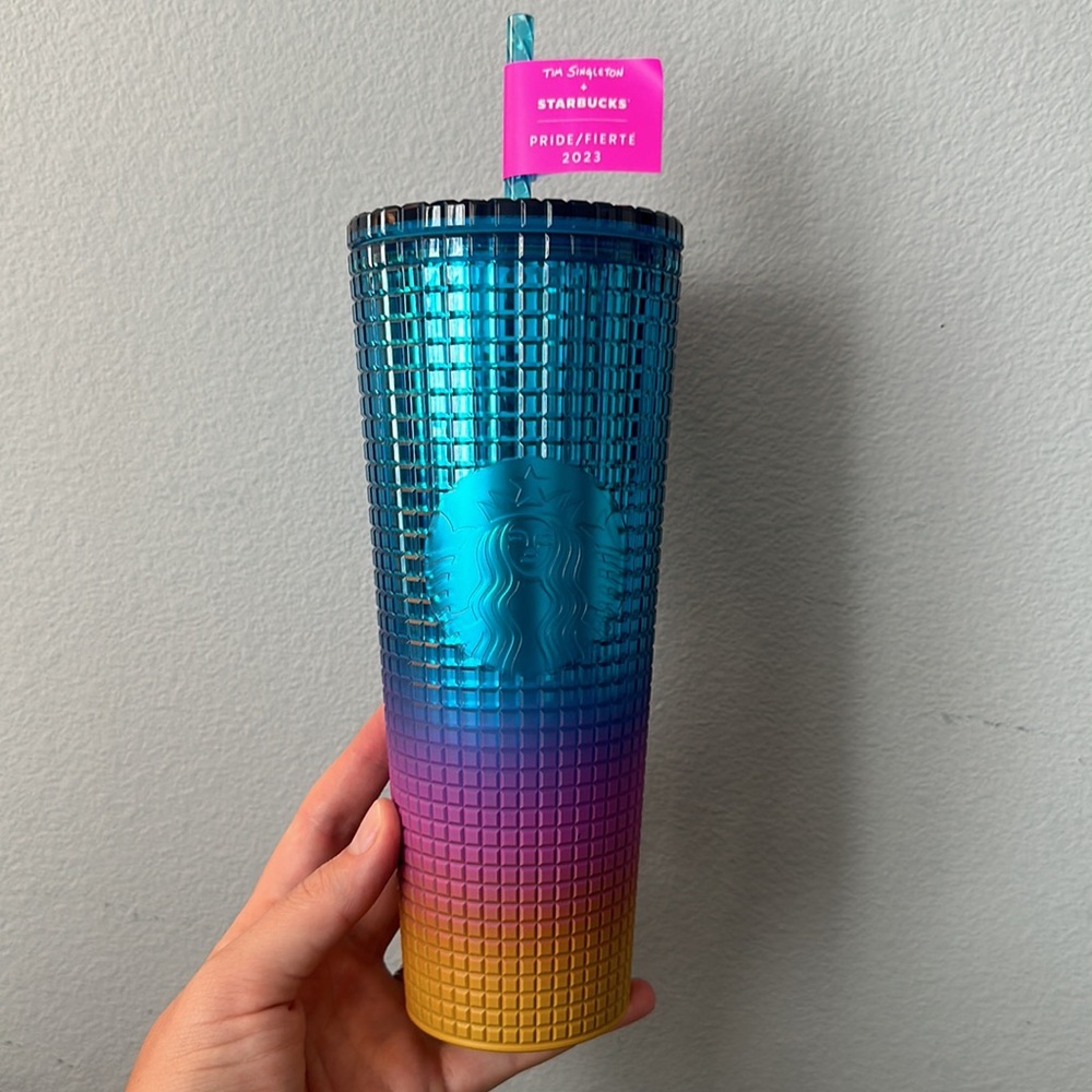 NWT STARBUCKS x Tim Singleton Pride 2023 Rainbow Studded Venti Cold Cup Tumbler - Picture 3 of 4